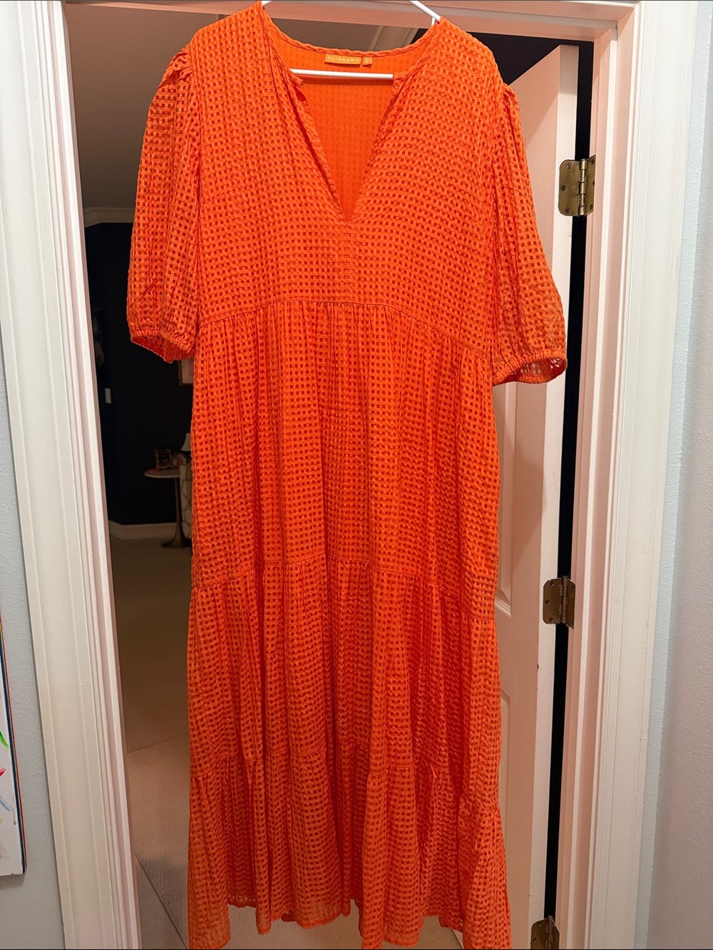 Oliphant Orange V‑Neck Tiered Maxi Dress